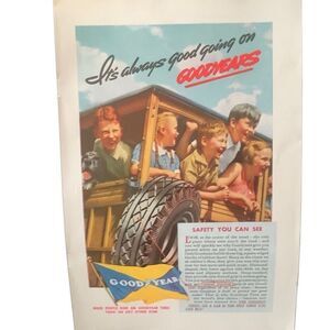 Vintage 1937 Goodyear Always Good Going Ad Advertisement